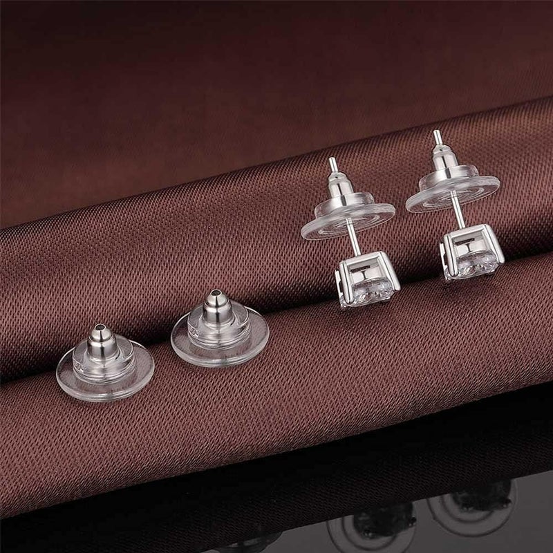DELECOE 925 Sterling Silver Locking Earring Backs Replacements for Diamond Studs,14K White Gold Plated Hypoallergenic Secure Earring Backs 3-Pairs - Image 2